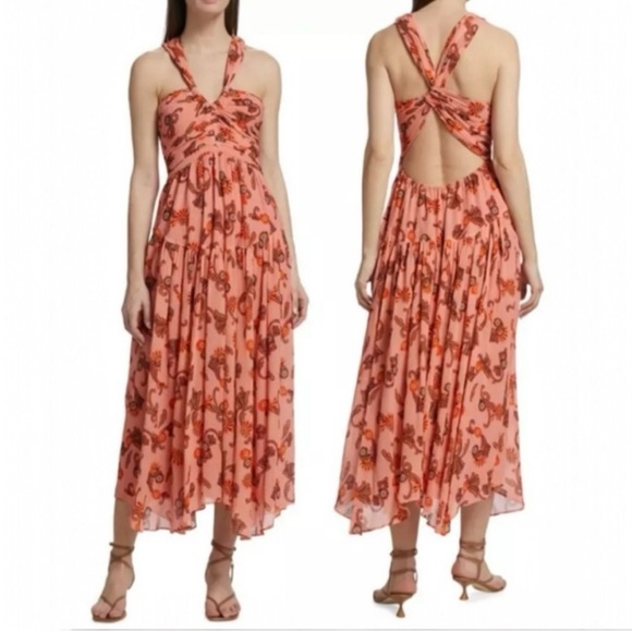 A.L.C. Dresses & Skirts - A.L.C. Jaylin Silk-Cotton Halterneck A-Line Crisscross-Back Midi Dress Size 10